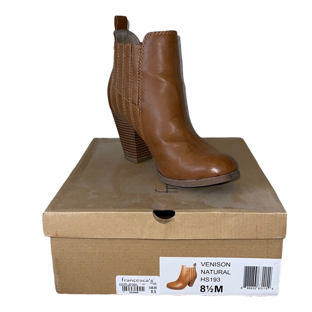 Brown leather booties